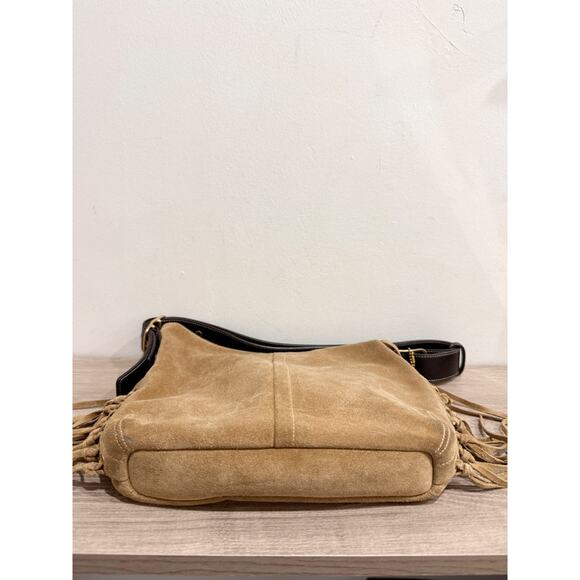 Coach Brooklyn 39 Suede Fringe Trim Shoulder Handbag Beige - Picture 7 of 13